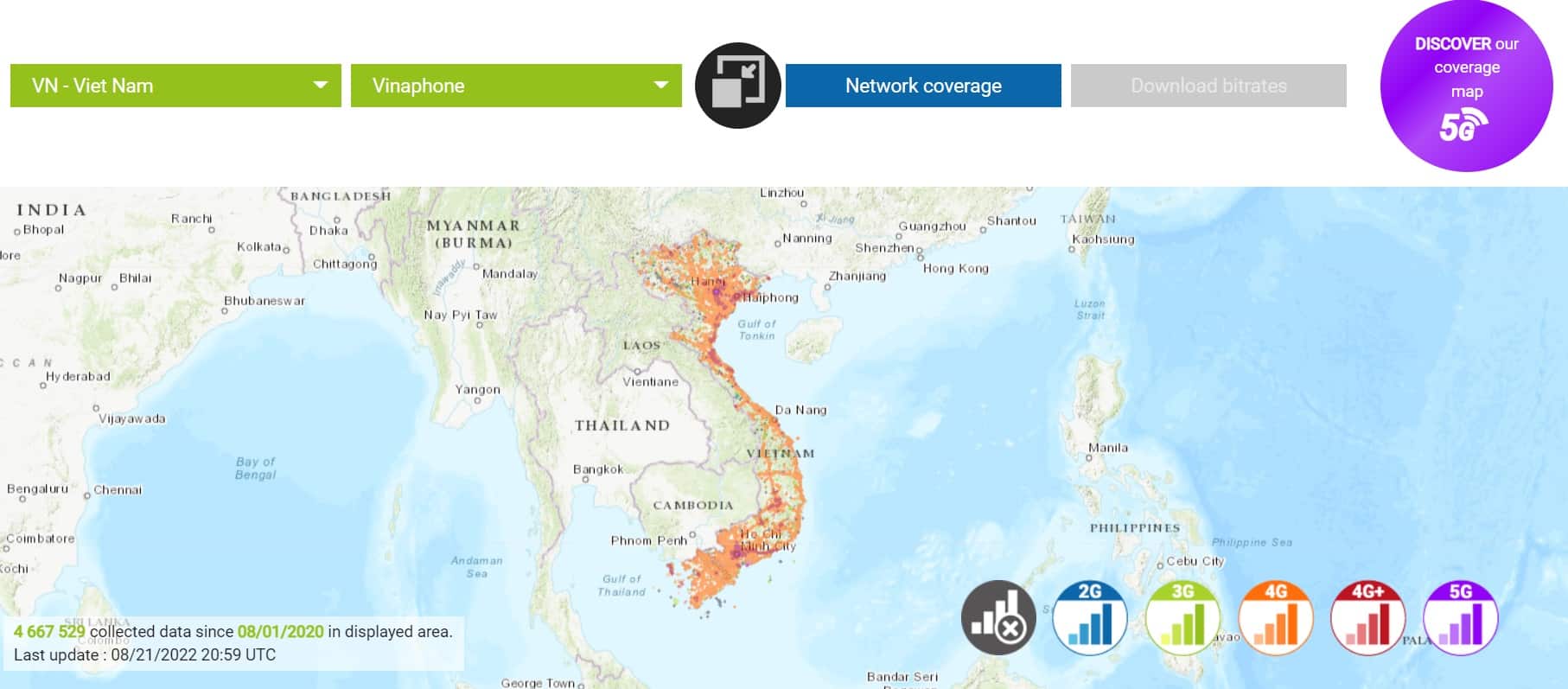 Vinaphone network coverage map - gigago