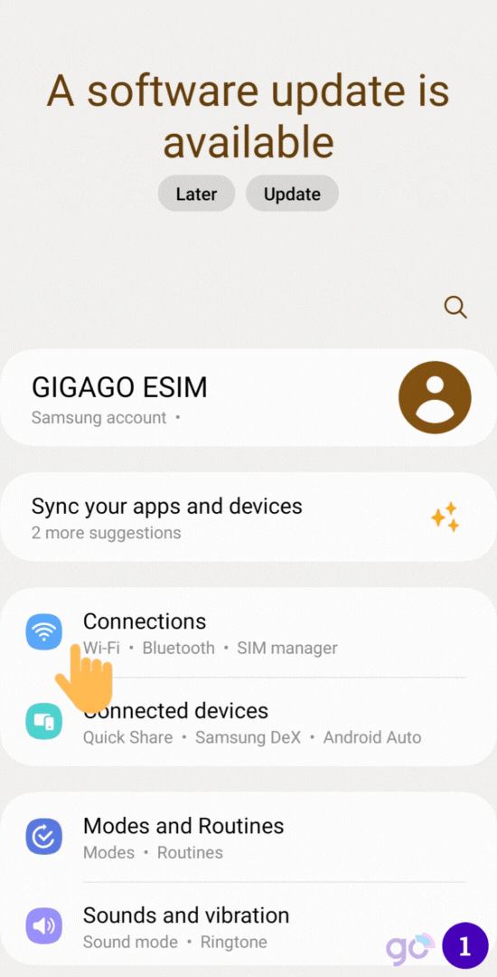Các bước cài đặt eSIM trên điện thoại Samsung dùng QR code