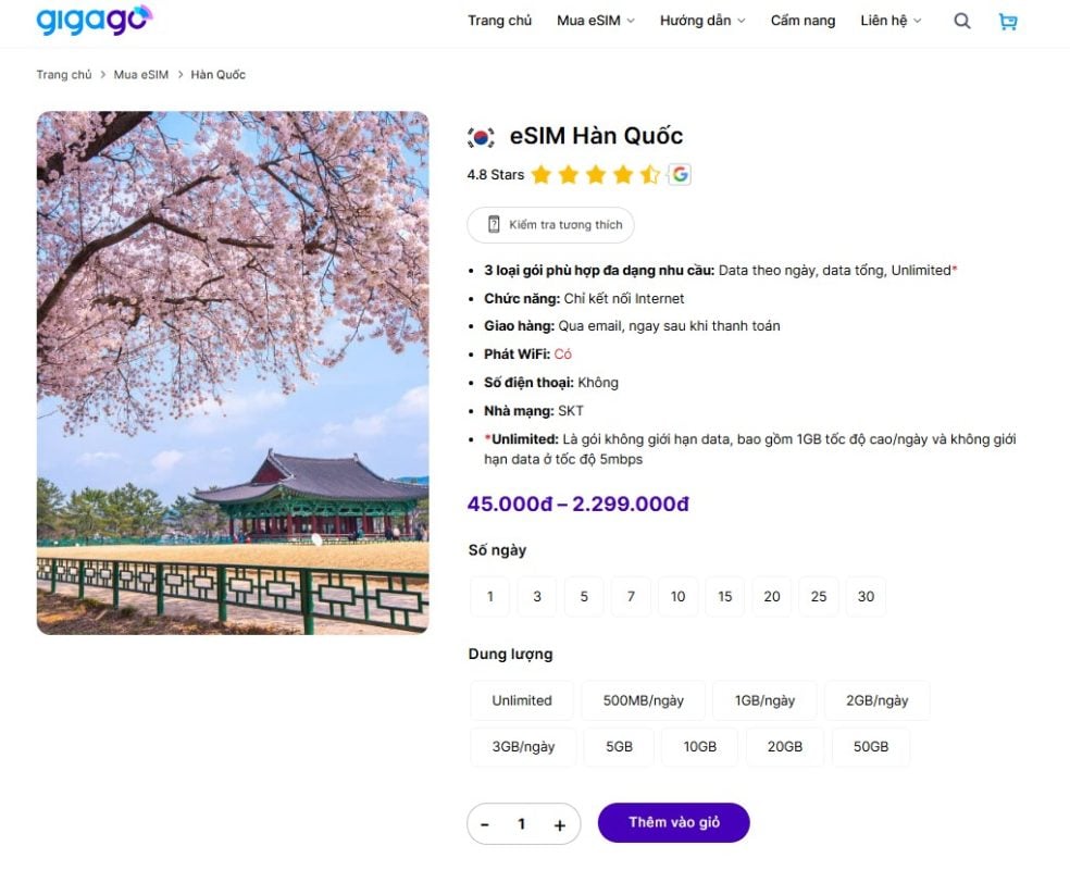 eSIM Hàn Quốc của Gigago thay thế sim vật lý