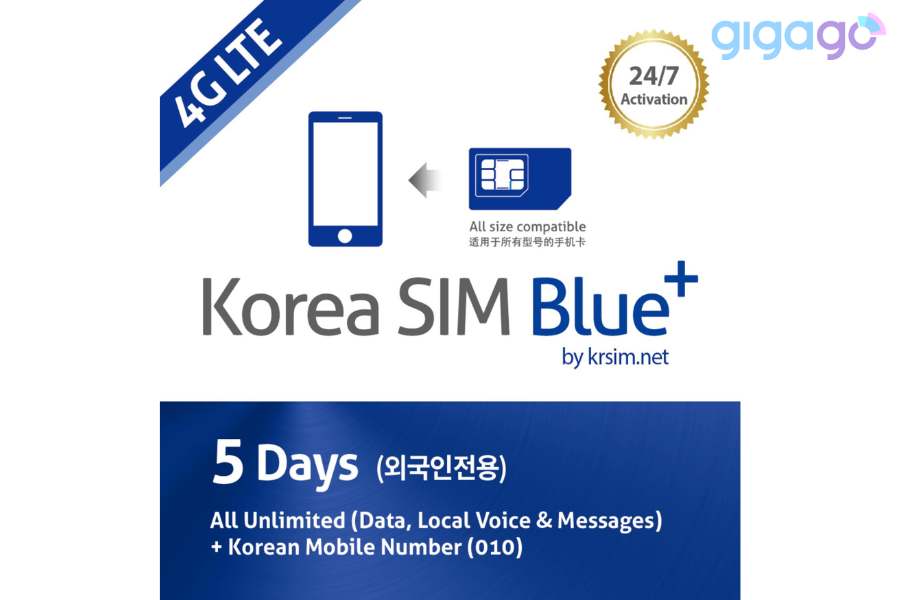 gói blue sim card korea skt gigago
