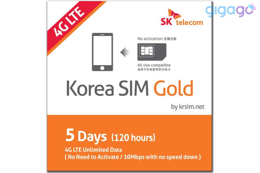gói gold sim card korea skt gigago