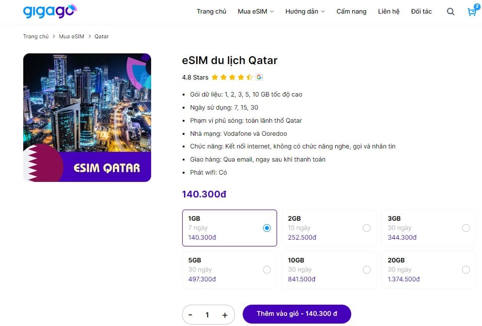 esim Qatar Gigago