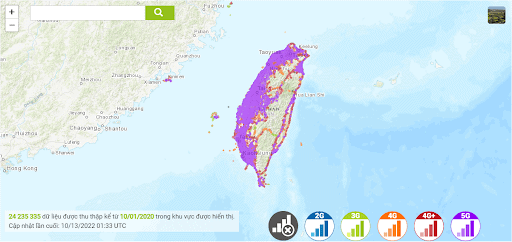 Phạm vi phủ sóng nhà mạng Taiwan Mobile - Sim du lịch Đài Loan