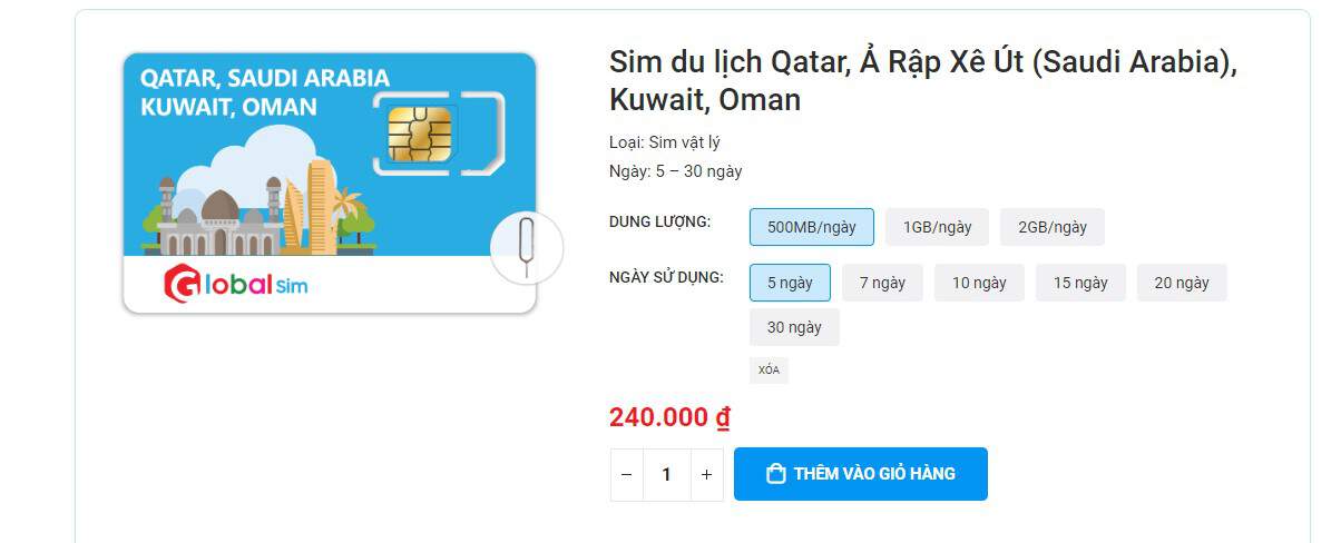 Sim Qatar và một số nước Trung Đông khác