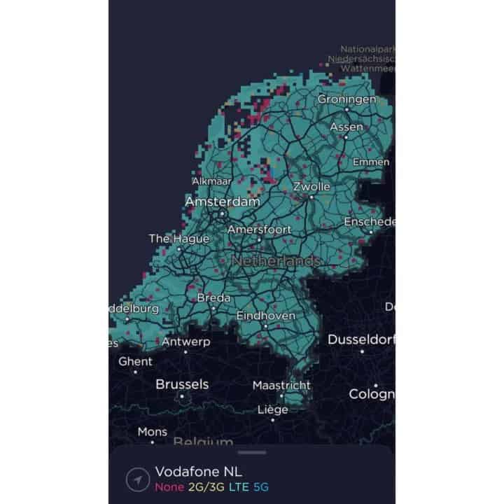 Biểu đồ phạm vi phủ sóng của nhà mạng Vodafone Hà Lan (Nguồn: Speedtest)