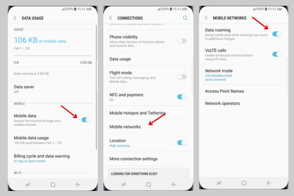 Các bước Các bước chuyển vùng dữ liệu trên Android 4-5-6
