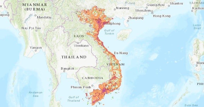 Giga10U - Vietnam eSIM Vinaphone coverage map