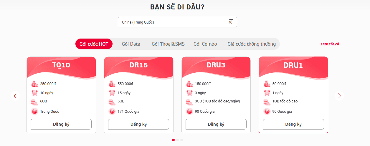 Gói roaming Viettel đi Trung Quốc