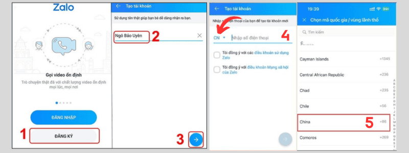 Các bước đăng ký tài khoản Zalo mới tại Trung Quốc