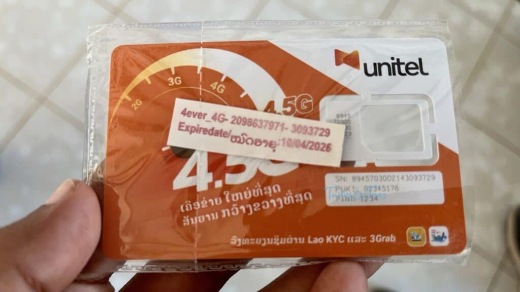 SIM 4G du lịch Lào của nhà mạng Unitel