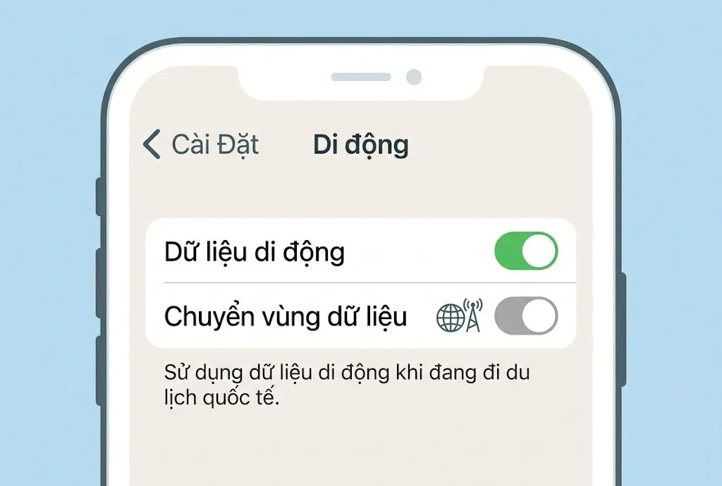 Bật chuyển vùng dữ liệu trên iPhone