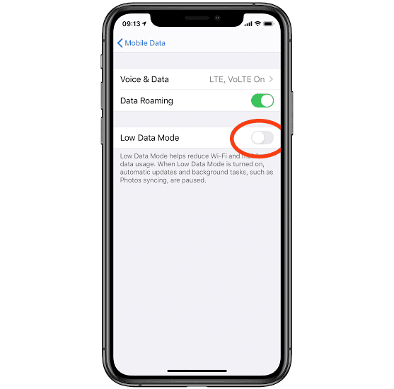 Chế độ dữ liệu thấp trên iPhone