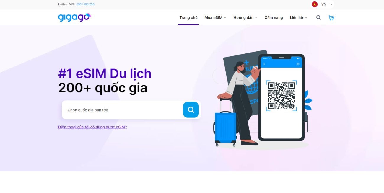 eSIM Gigago là giải pháp tiết kiệm với nhiều gói không giới hạn data