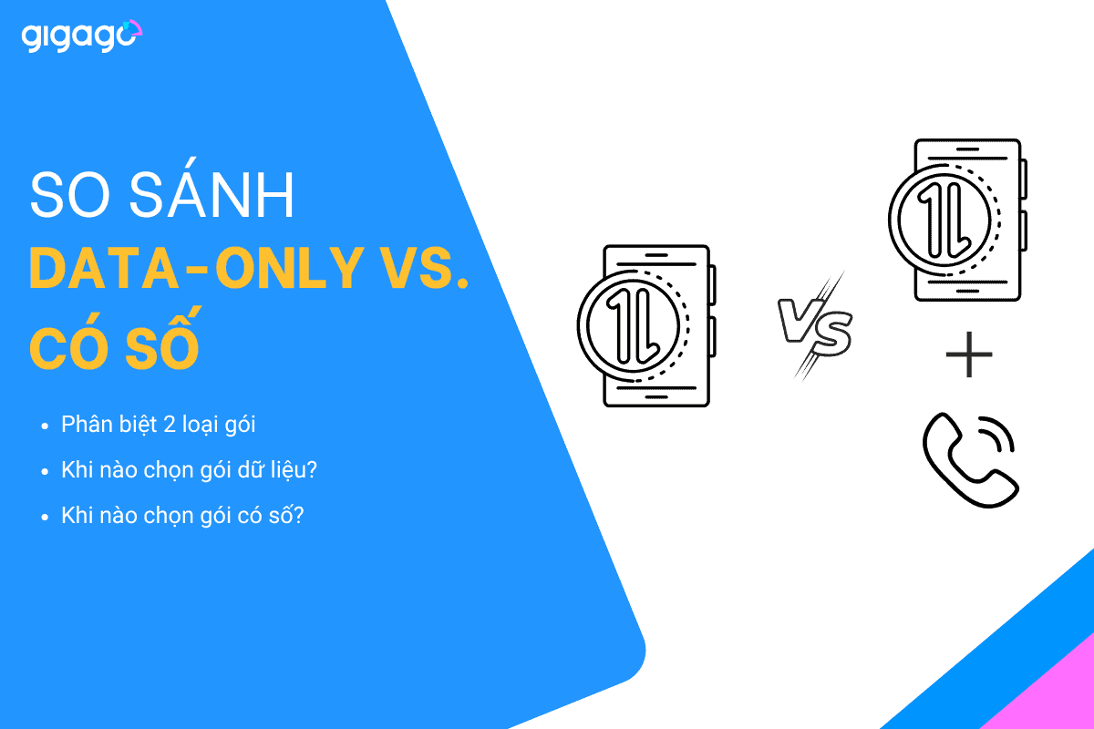 So sánh gói chỉ dữ liệu với gói có số điện thoại
