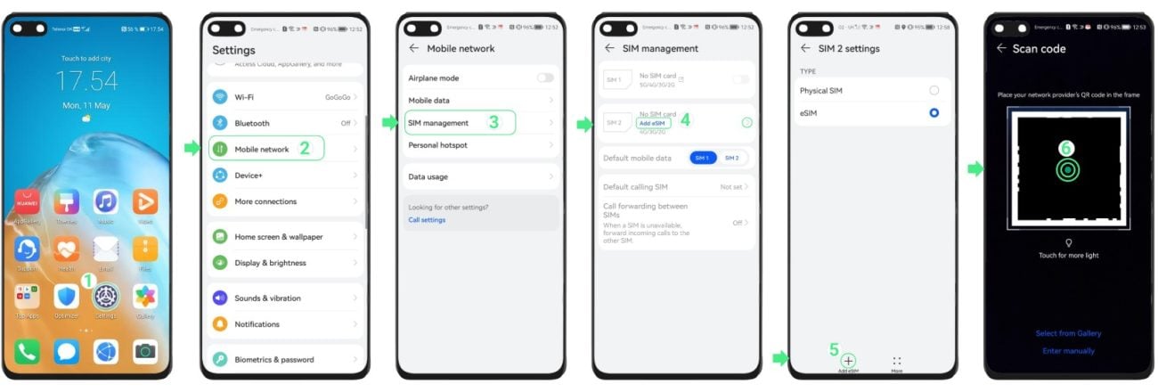 Các bước cài đặt esim trên Huawei