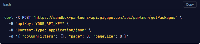 Demo apiKey bảo mật của Gigago eSIM